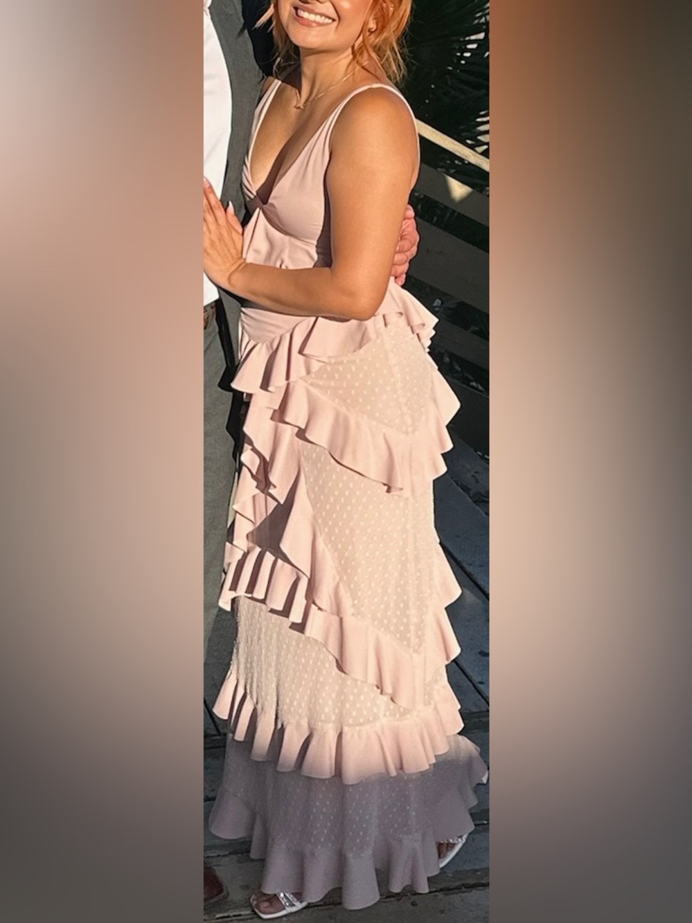 H&M Blush Pink Ruffled Maxi Dress